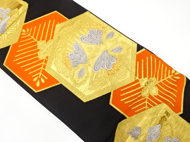 JAPANESE KIMONO / ANTIQUE FUKURO OBI / SILK / WOVEN PEONY & BUTTERFLY